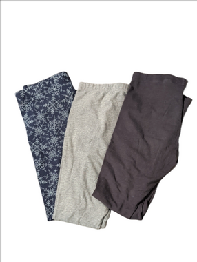 Girls Leggings Bundle - Navy Snowflake, Heather Gray & Black Size XL
